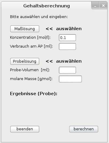 Eingabefenster der Gehaltsberechnung